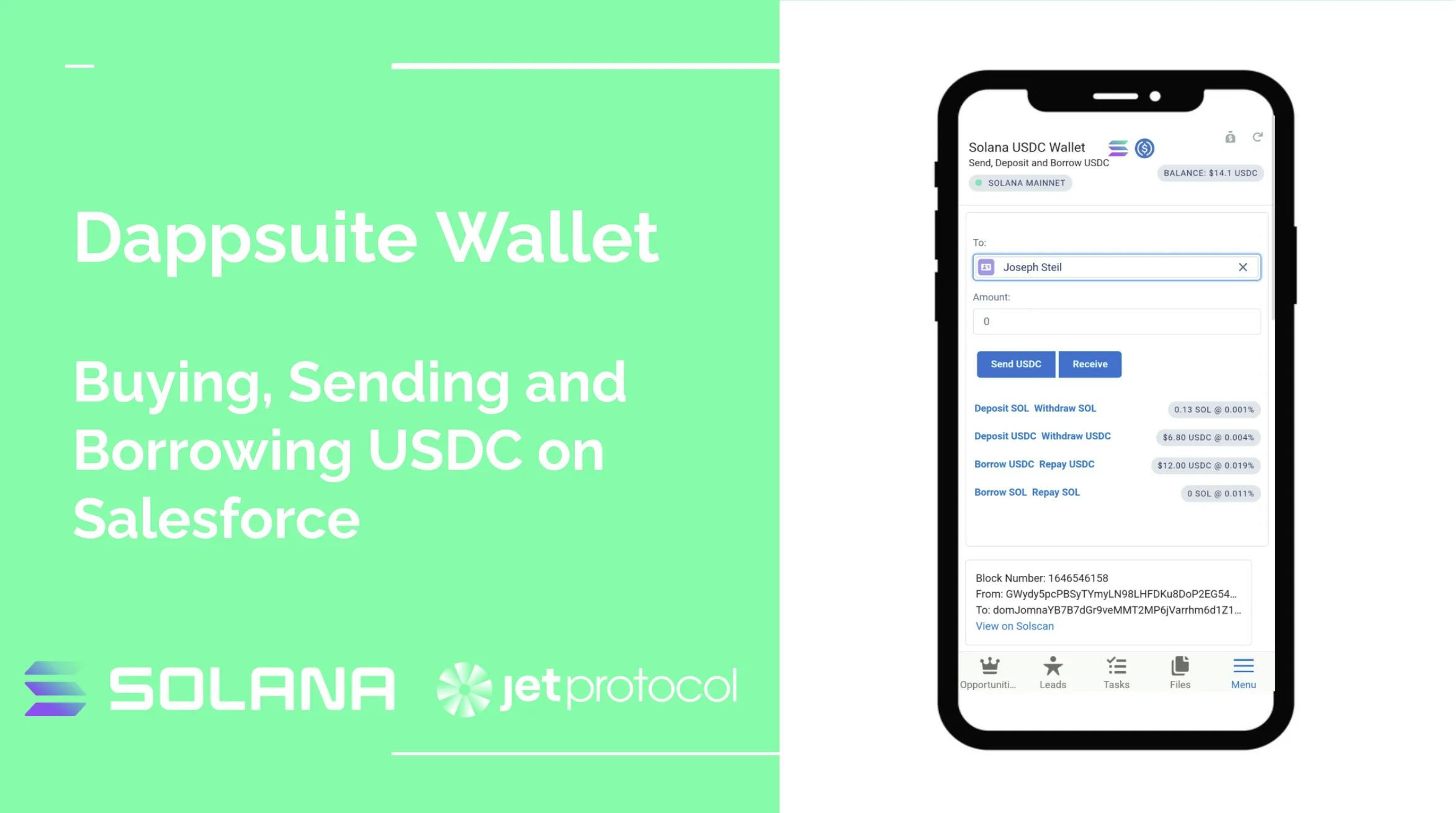 Dappsuite Wallet - Buy, Borrow and Send USDC on Salesforce