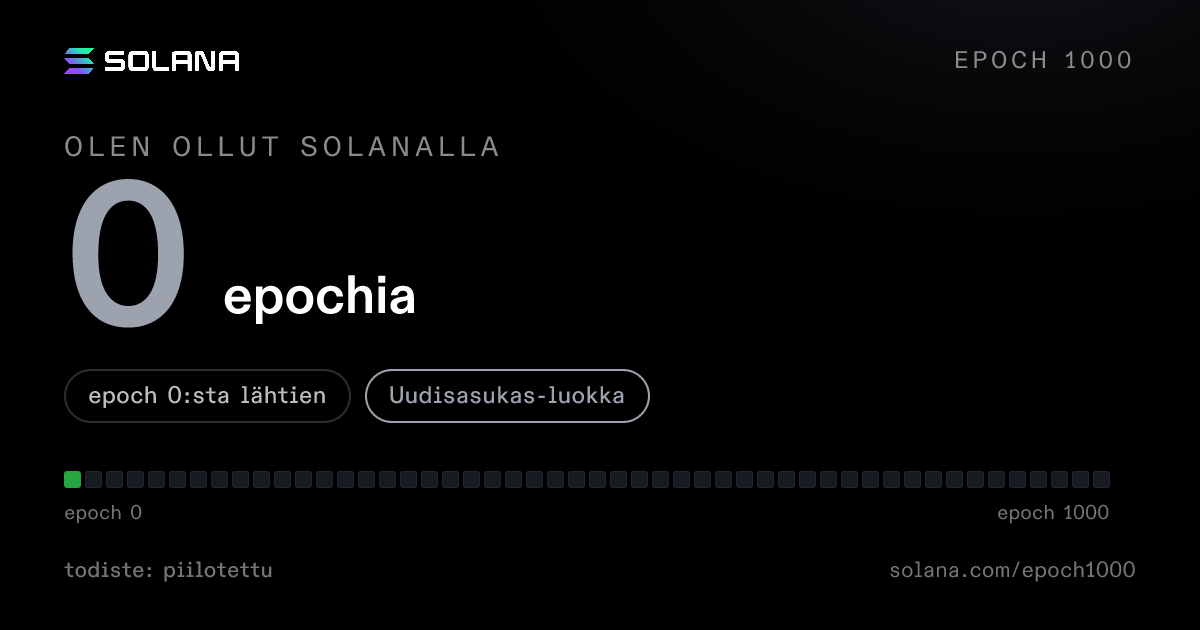Solana age card: 0 epochs on Solana, Settler Class