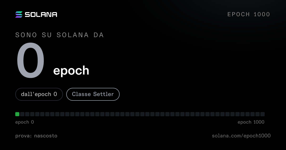 Solana age card: 0 epochs on Solana, Settler Class