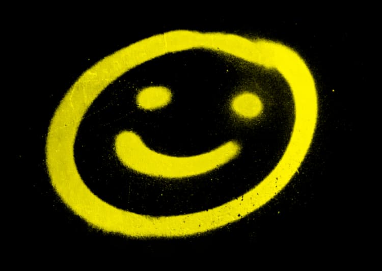 Hand-painted yellow smiley face