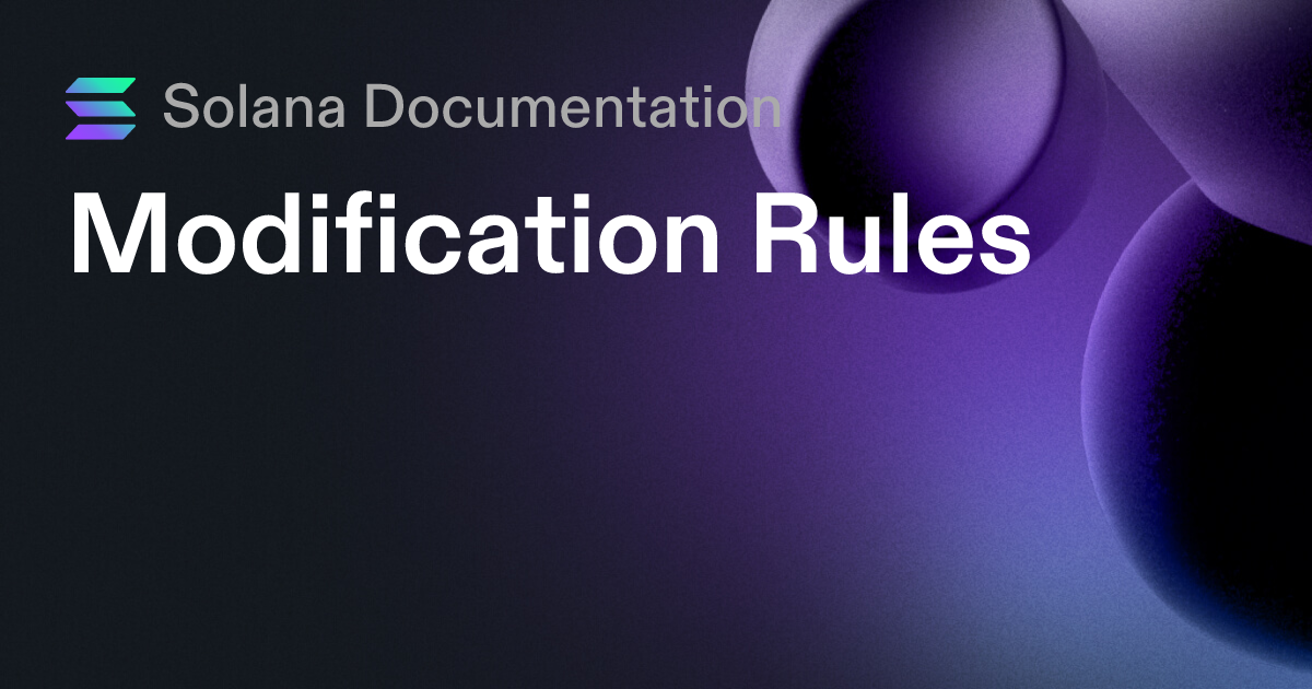 Reglas de modificación | Solana